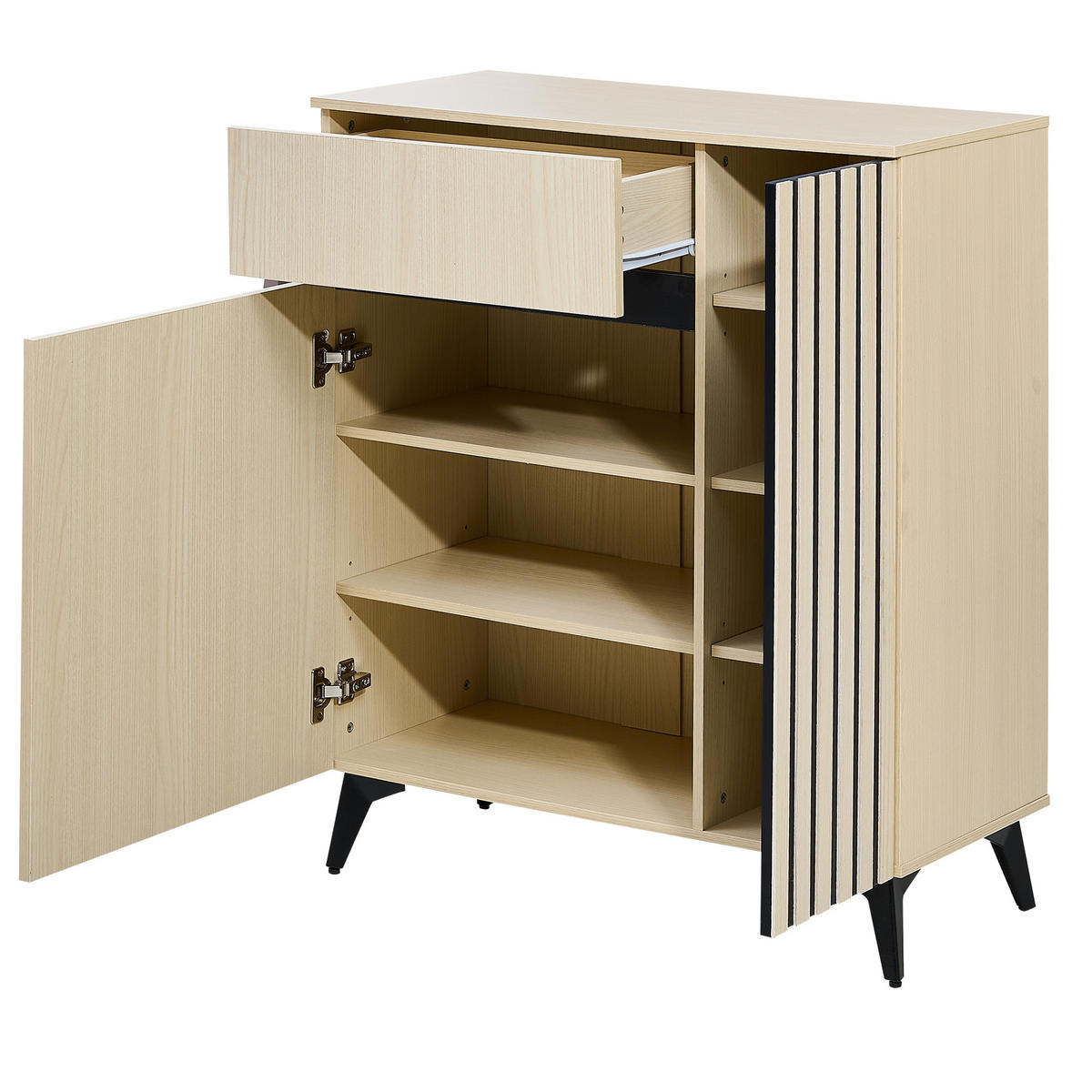 SCHUHSCHRANK mit 2 Türen und Schublade, verstellbaren Einlegeböden - Ahornfarben, Holzwerkstoff (35/90/75cm) - Korfee