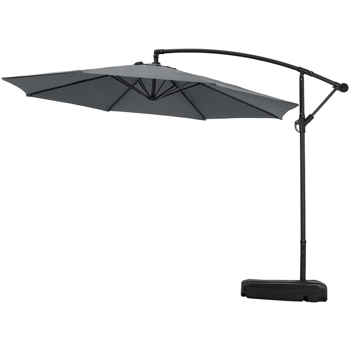 AMPELSCHIRM mit befüllbarer Kunststoff-Sockel mit dem Rollen aus Polyester Metall in Grau drehbar 360° neigbar 60° 3 x 2.6m - Grau, Metall (300/240cm) - Livingandhome