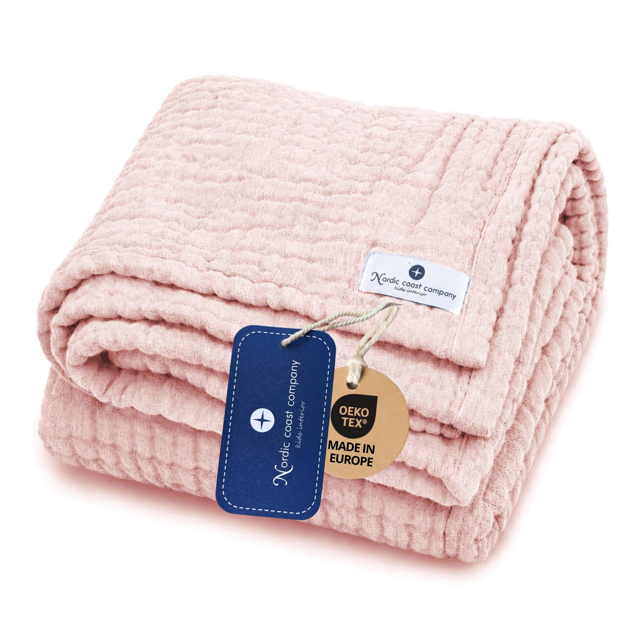 MUSSELINDECKE Babydecke Musselin Einschlagdecke Puckdecke Atmungsaktiv - Rosa, Textil (80/80cm) - nordic coast company