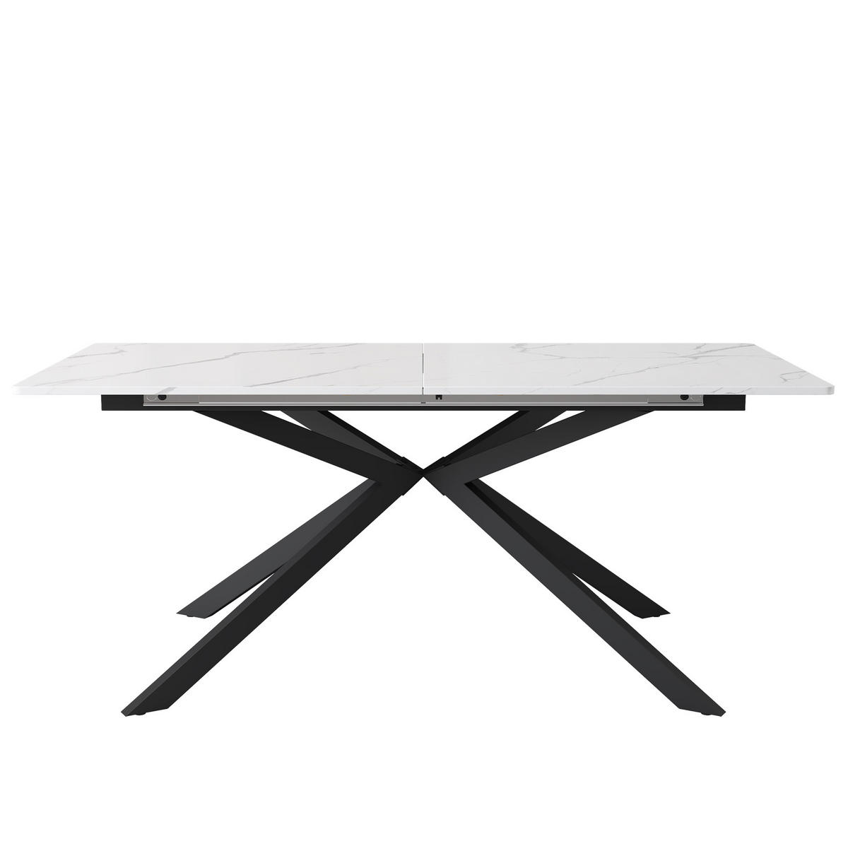 JEDÁLENSKÝ stôl 150/180/70/76 cm čierno-biely, rozkladací, MDF - čierna, kompozitné drevo (180/70/75.5cm) - BEAOK
