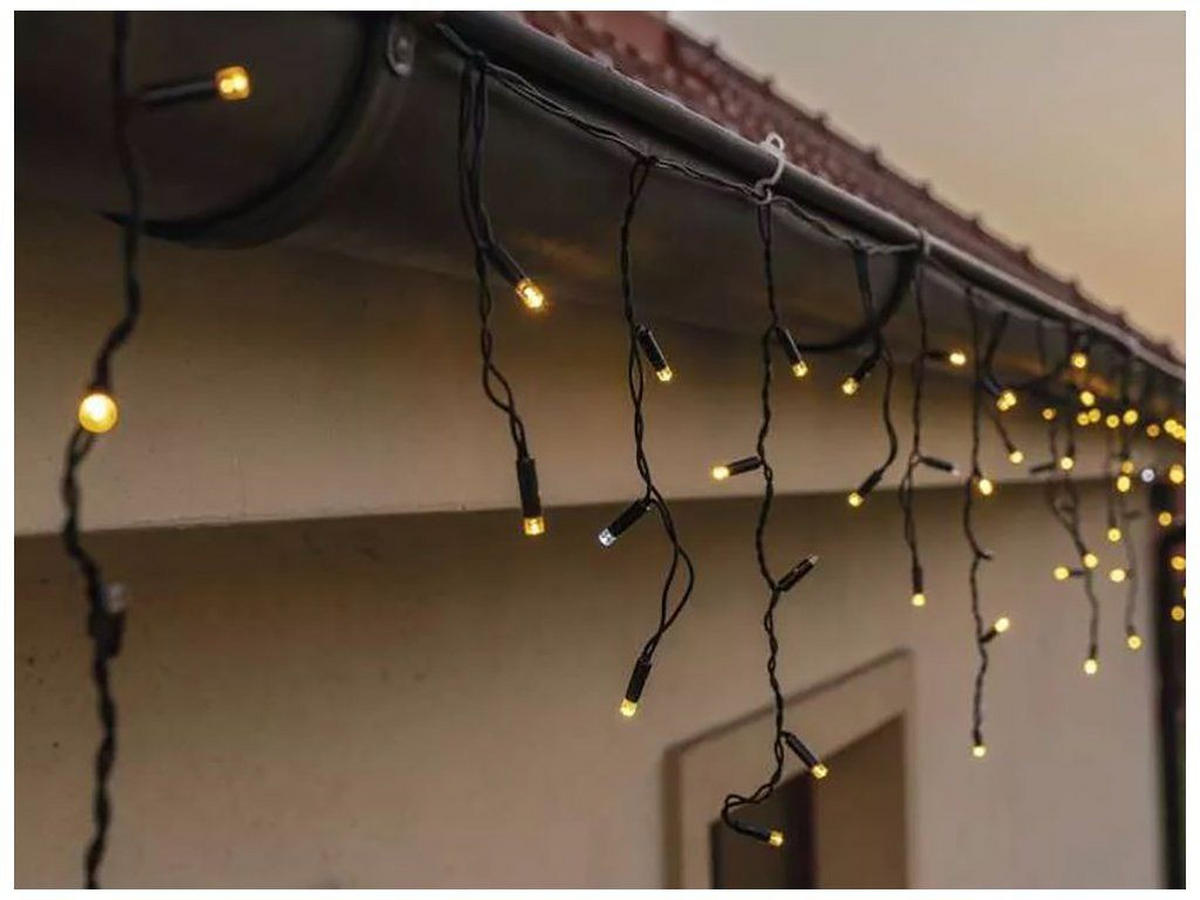 LED-LICHTERKETTE mit Lichtvorhang WARMWEISS - Gelb/Weiß, Kunststoff/Metall (300cm) - LAALU