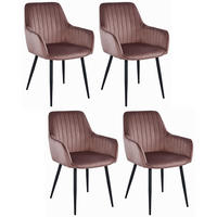 STUHL OSILO 4-er Set, Rosa, Schwarz, Schwarze metallische Beine - Rosa, Textil/Metall (55/84/46cm) - Komodee