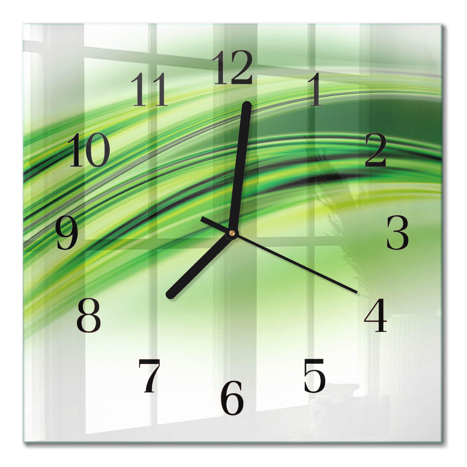 WANDUHR 30x30 cm - Abstrakte Kunst - Grün, Glas (30/30/0.4cm) - TULUP
