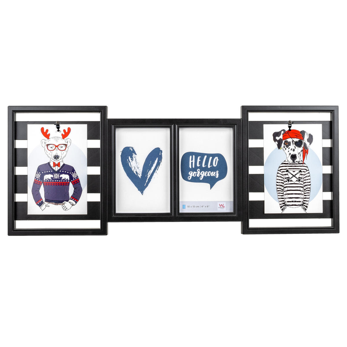 BILDERRAHMEN Mr. Gorgeous Galerierahmen für 4 Fotos, schwarz - Schwarz, Kunststoff (55/22/2cm) - walther design