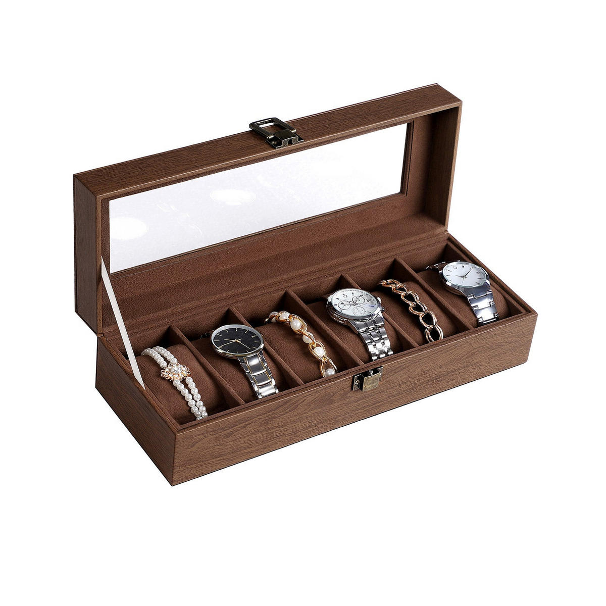UHRENBOX FÜR 6 UHREN - Braun, Holzwerkstoff (11/30cm) - Hansiro
