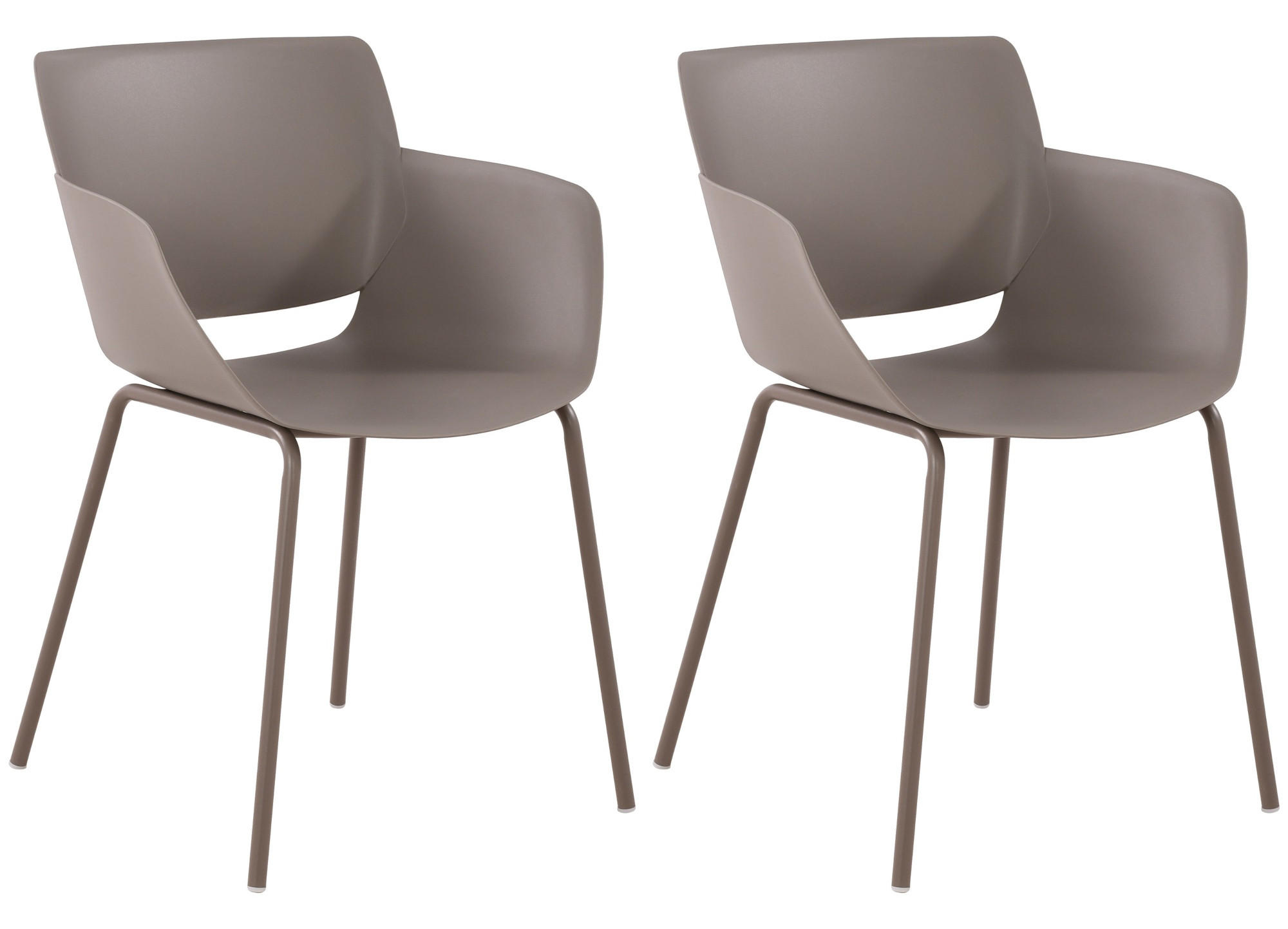 STUHL 2er Set Kunststoff Taupe - Taupe, Kunststoff/Metall (58/80/54cm) - CLP