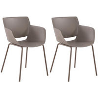 STUHL 2er Set Kunststoff Taupe - Taupe, Kunststoff/Metall (58/80/54cm) - CLP