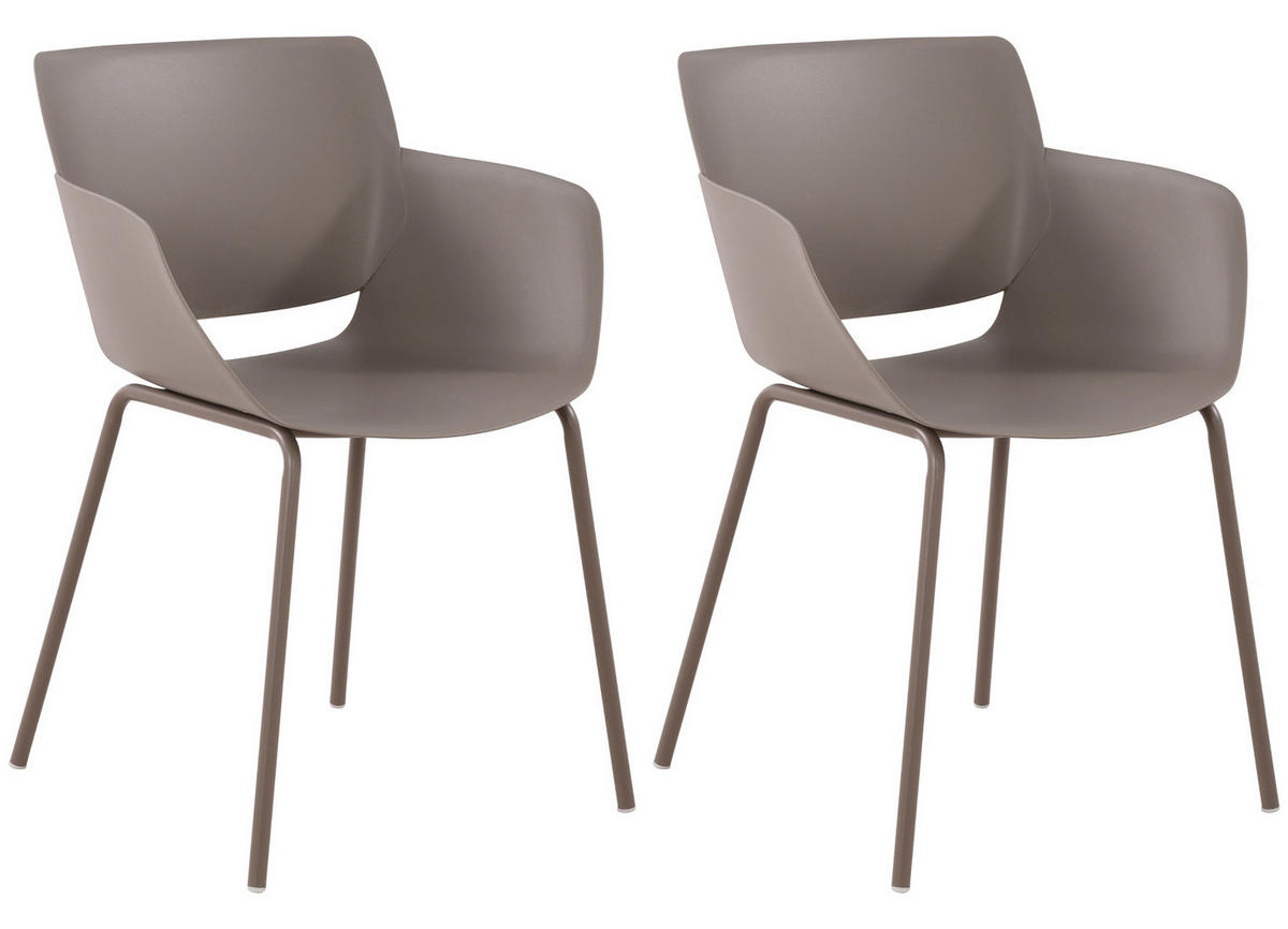 STUHL 2er Set Kunststoff Taupe - Taupe, Kunststoff/Metall (58/80/54cm) - CLP