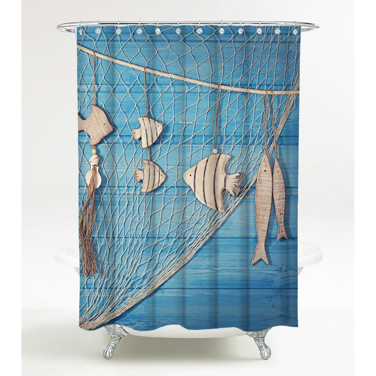 DUSCHVORHANG Seefahrt 180 x 200 cm - Blau, Textil (180/200cm) - Sanilo