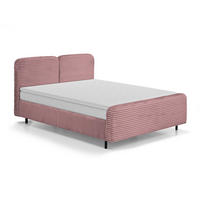 POLSTERBETT Lea mit Matratze und Topper, 140x200, Rosa - Schwarz/Rosa, Textil (140/200cm) - Beautysofa