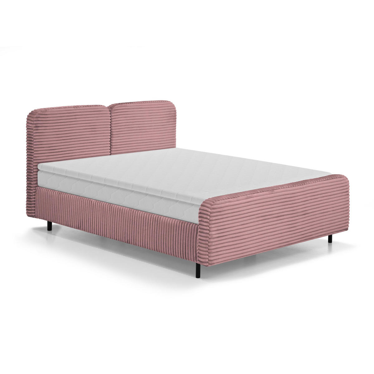 POLSTERBETT Lea mit Matratze und Topper, 140x200, Rosa - Schwarz/Rosa, Textil (140/200cm) - Beautysofa