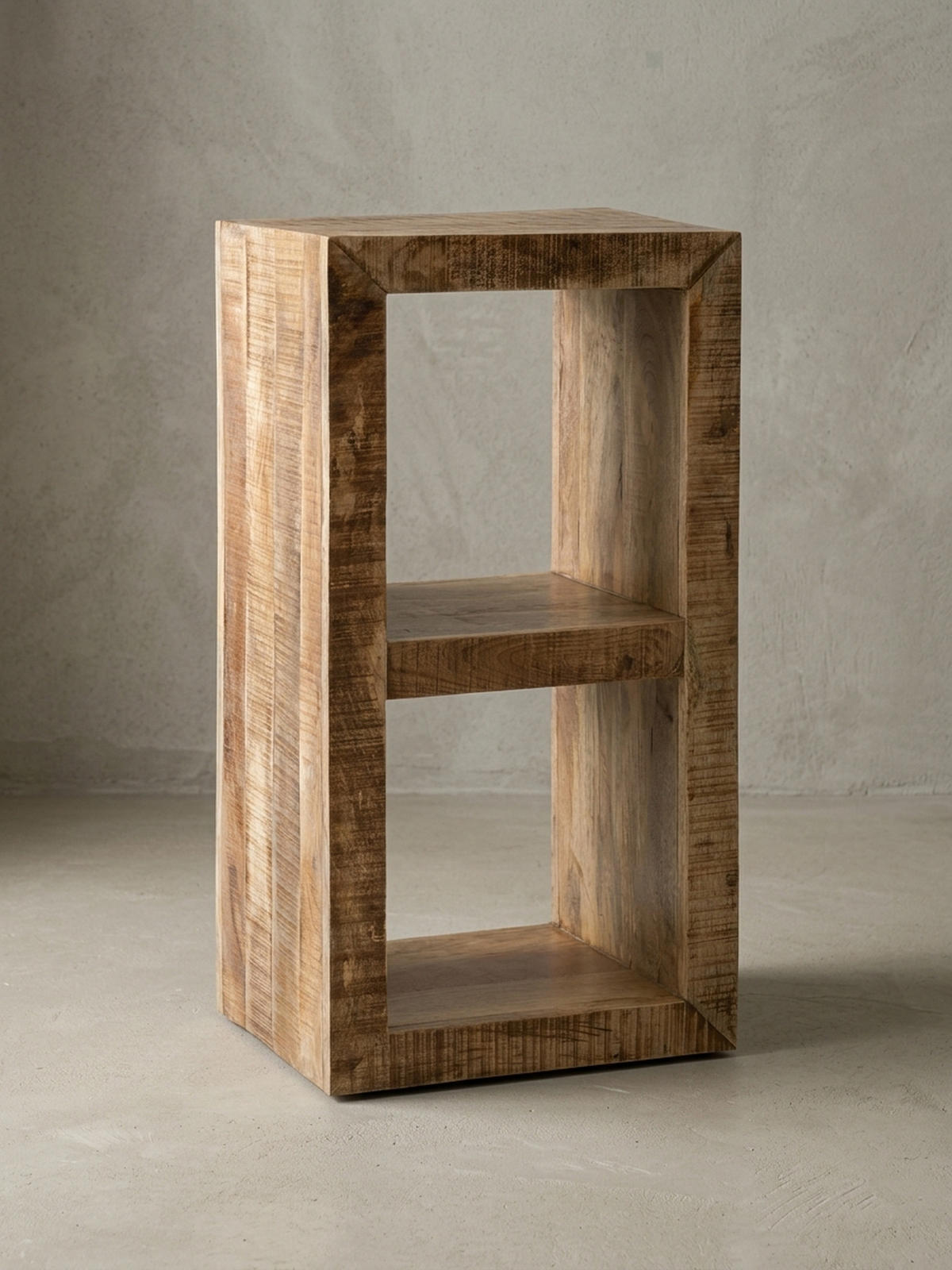 REGAL Massivholz Mango Cubeform Vintage EWA, Beige 45x35x90 cm - Beige, Holz (45/90/35cm) - KADIMA DESIGN