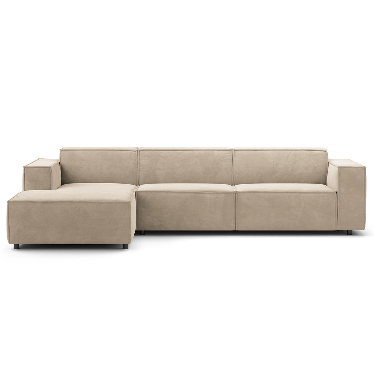 ECKSOFA mit Longchair - Beige/Schwarz, Kunststoff/Textil (294/177cm) - home24