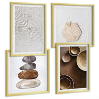 BILDER SET 4er Set - 50x50 cm & 40x60 cm Goldrahmen - Texturen in der modernen Kunst - Goldfarben, Kunststoff (50/50cm) - TULUP
