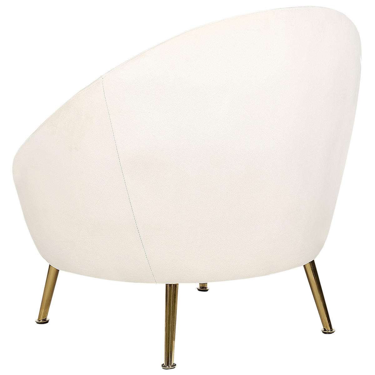SESSEL Samtstoff cremeweiß Langa - Goldfarben/Weiß, Textil (80/81/76cm) - Beliani