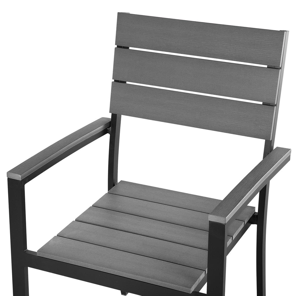 GARTENSTUHL 6er-Set Kunstholz grau/schwarz Como - Schwarz/Grau, Kunststoff (55/90/55cm) - Beliani