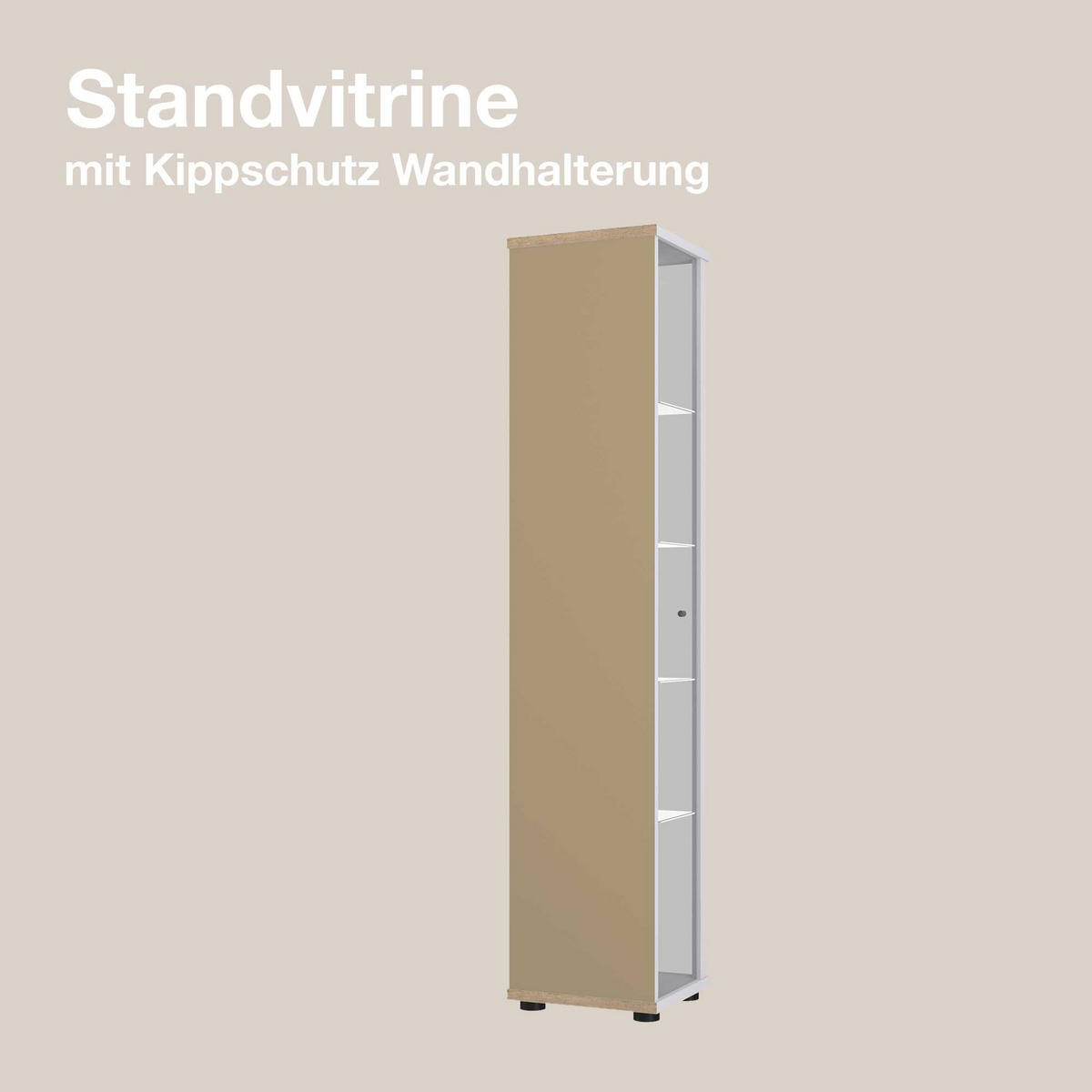 GLASVITRINE 33/37/176 cm mit Spiegel, LED & 4 höhenverstellbaren Glasböden - Transparent/Silberfarben, Glas/Holzwerkstoff (37/176/33cm) - K-Möbel