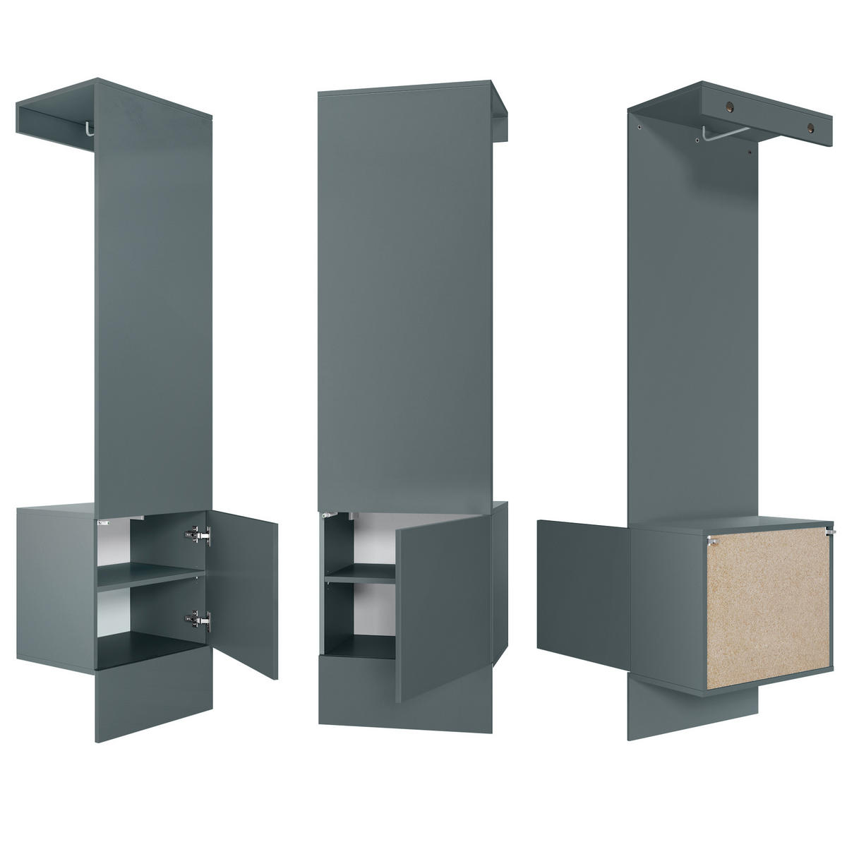 GARDEROBE Carlton Fjord - Dunkelgrün, Holzwerkstoff (52/193/35cm) - Vladon