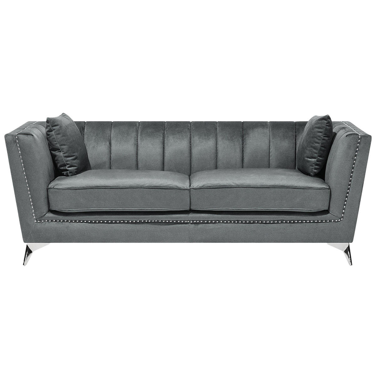 SOFA-SET 5-sitzer Samtstoff Grau Gaula - Grau, Textil (211/77/80cm) - Beliani
