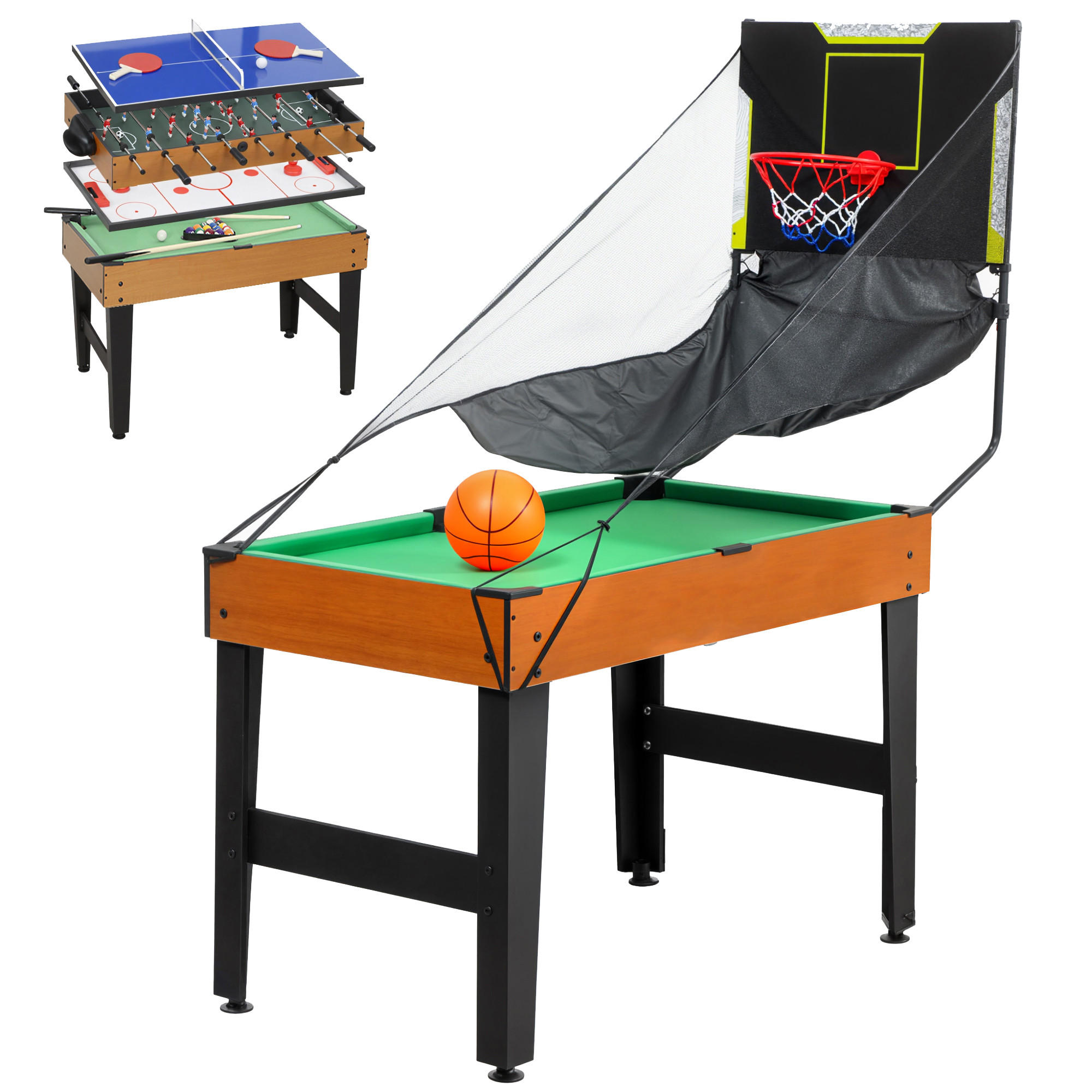 MULTISPIELTISCH 5-in-1 DE-10821 53 Zubehörteile Walnuss - Walnussfarben, Holzwerkstoff (108/134cm) - ComfortXL