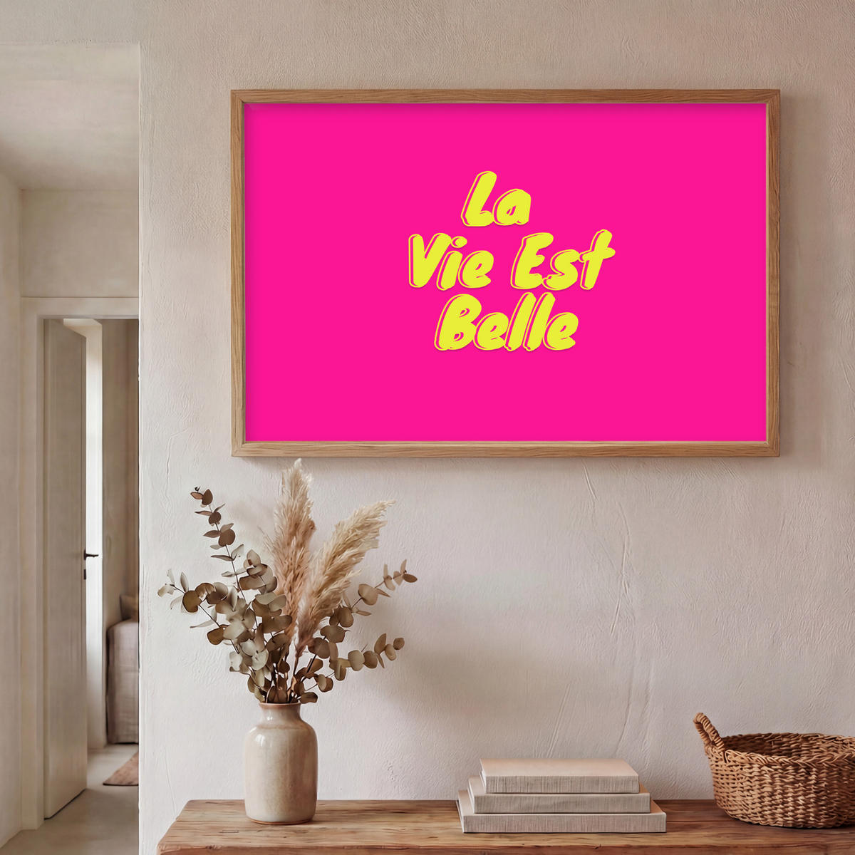 NÁSTĚNNÁ LAMPA S AKUMULÁTOREM Citace - Retro - Pink 100x70 cm - růžová, kompozitní dřevo (100/70/8cm) - OnlyWow