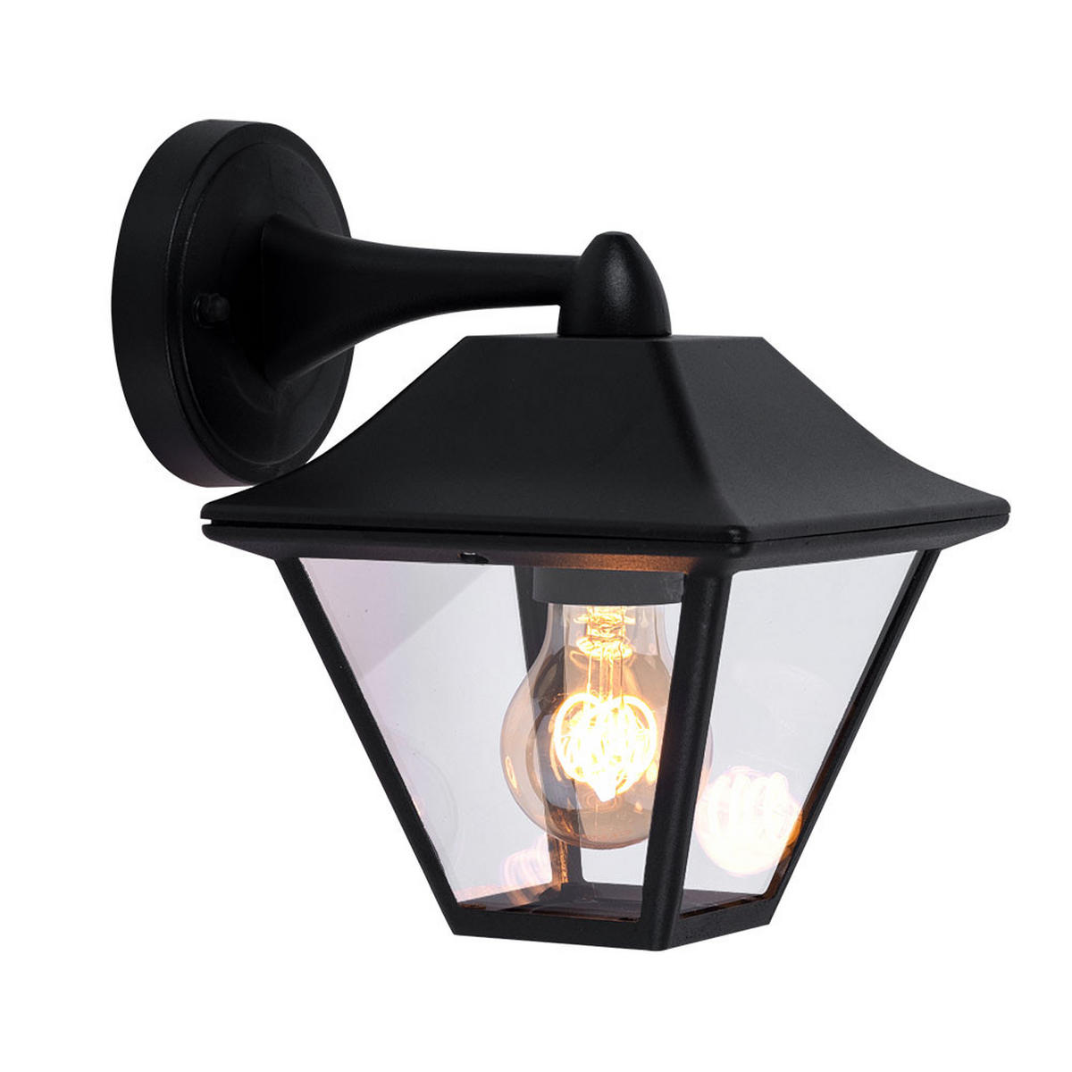 LED AUSSENWANDLEUCHTE Aluminium Schwarz - Schwarz, Glas (23.5/22.5/22.5cm)