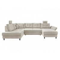 WOHNLANDSCHAFT mit Schlaffunktion, Bettkasten und Sitztiefenverstellung, Cord - Beige/Kieferfarben, Holz/Textil (340/91/206cm) - myHomelando