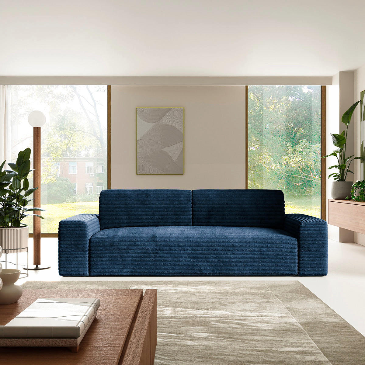 SOFA Fabio 3 Sitzplätze Dunkelblau - Blau, Holz (260/82/102cm) - Petits-meubles