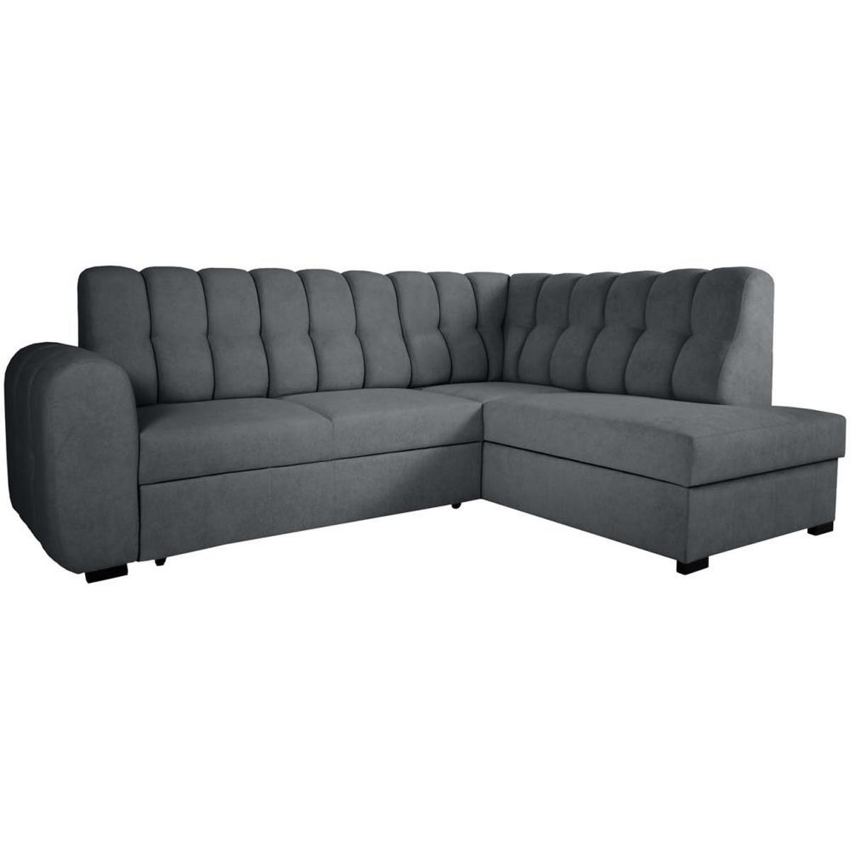 ECKSCHLAFSOFA Zoja rechts dunkelgrau - Dunkelgrau/Schwarz, Textil (261/193cm) - Beautysofa