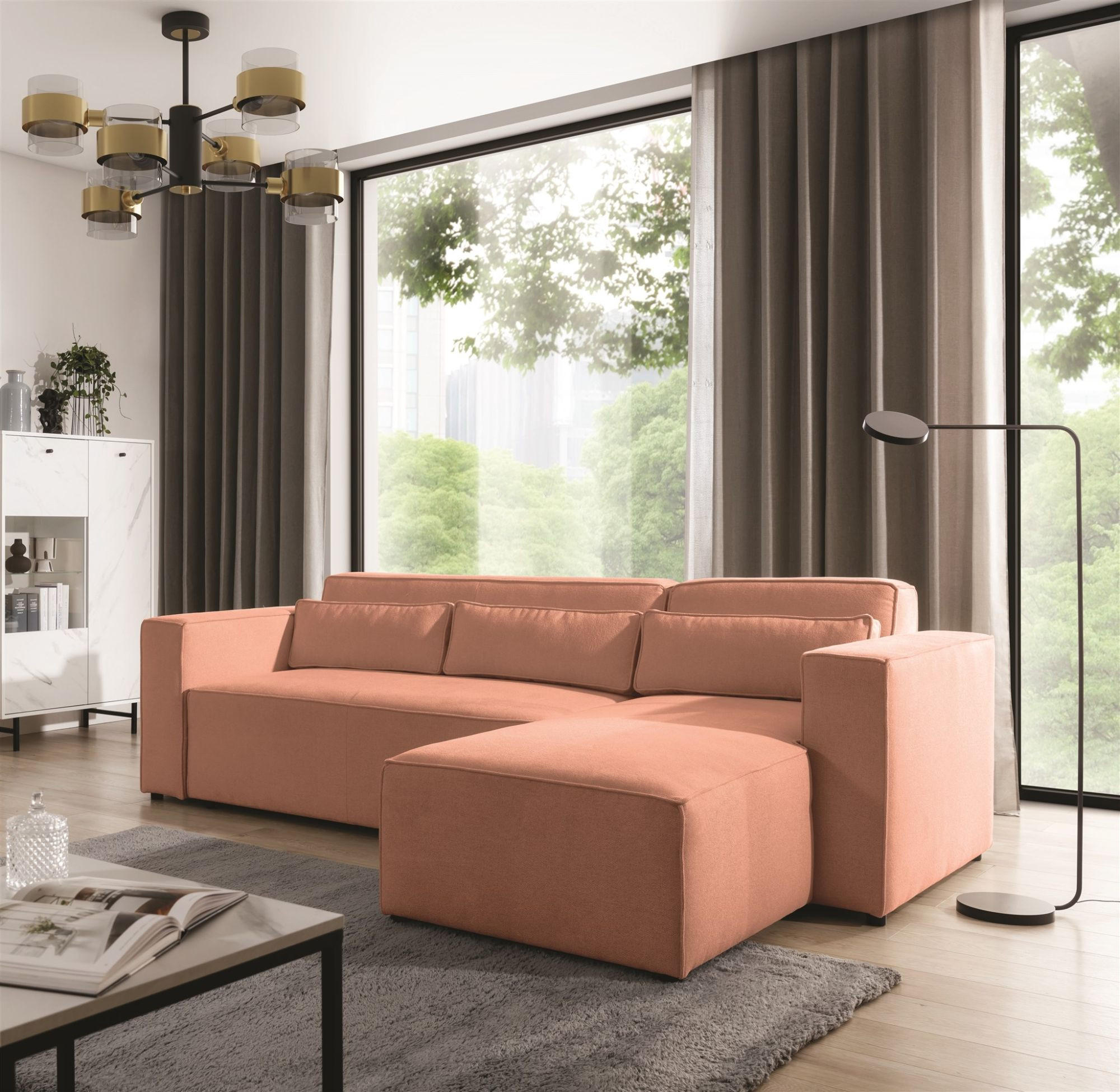 ECKSOFA Schlafsofa Waldo In Stoff Poso - Rosa, Holzwerkstoff/Textil (260/173cm) - Fun Möbel