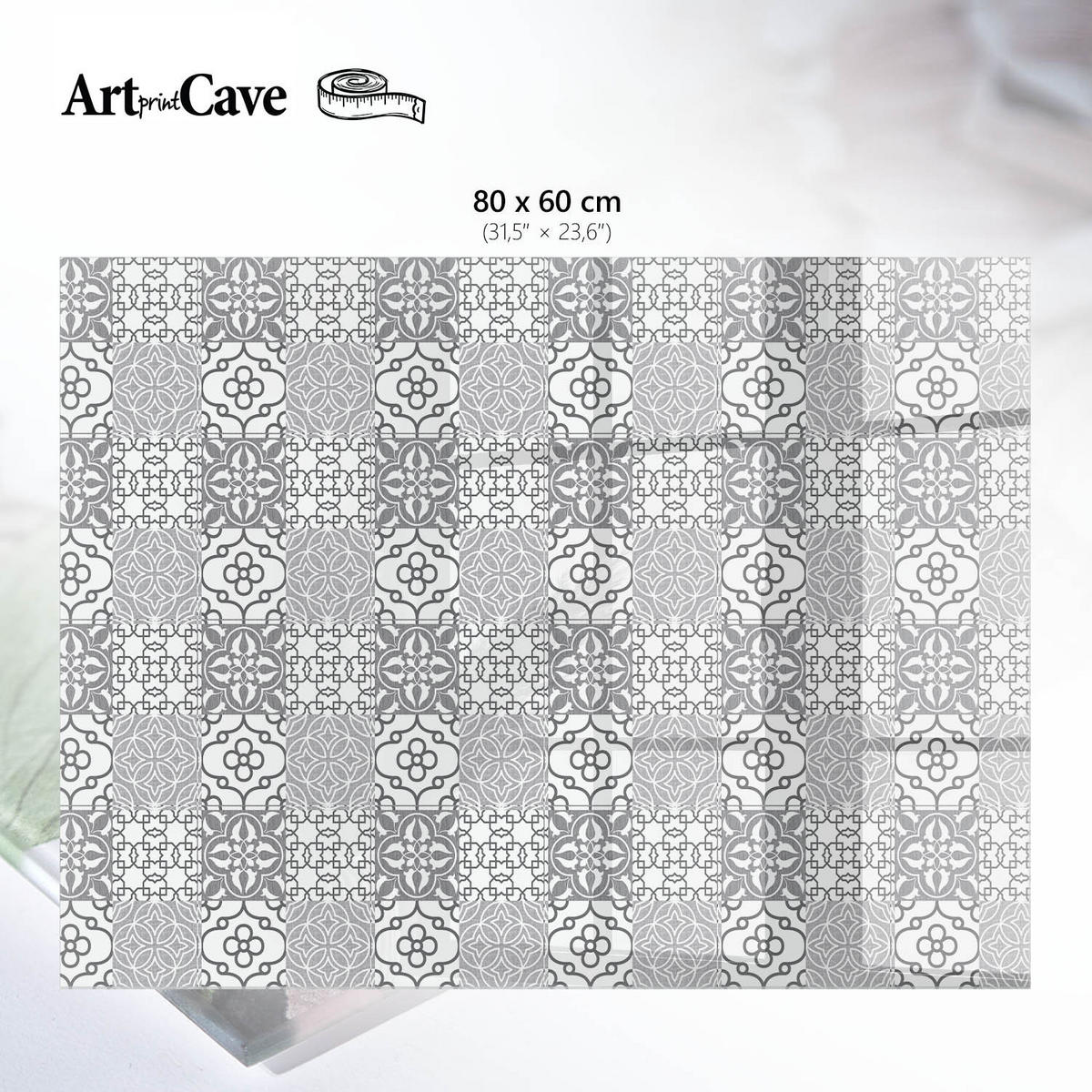 GLASPLATTE 80x60 cm – Stilvolles Mosaik - Grau, Glas (0.4/80/60cm) - ArtPrintCave