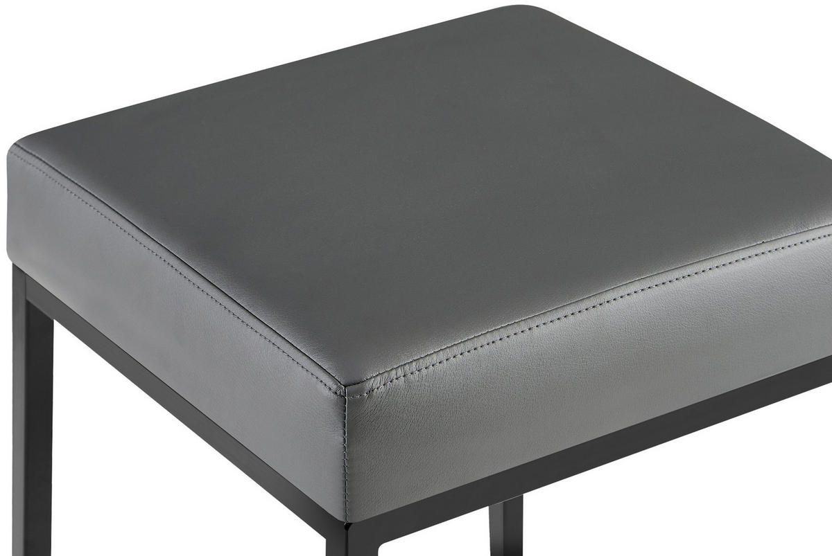 BARHOCKER 2er Set Lederlook grau - Schwarz/Grau, Textil/Metall (37/83/37cm) - CLP