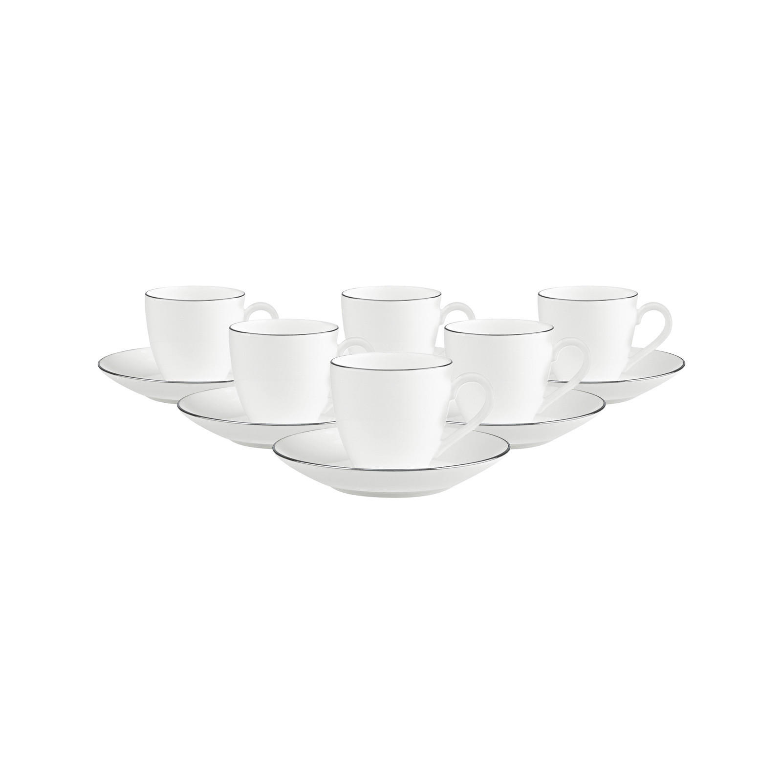 MOKKA-/ESPRESSOOBERTASSEN MIT UNTERTASSEN Anmut Platinum No.1 weiß 60 ml 6er Set - Weiß, Keramik (12/7.9/12cm) - Villeroy & Boch
