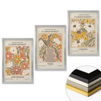 WANDBILDER 3er Set - 40x60 cm Silberner Rahmen - Blumenmuster Amsterdam Paris London - Silberfarben, Kunststoff (40/60cm) - ArtPrintCave