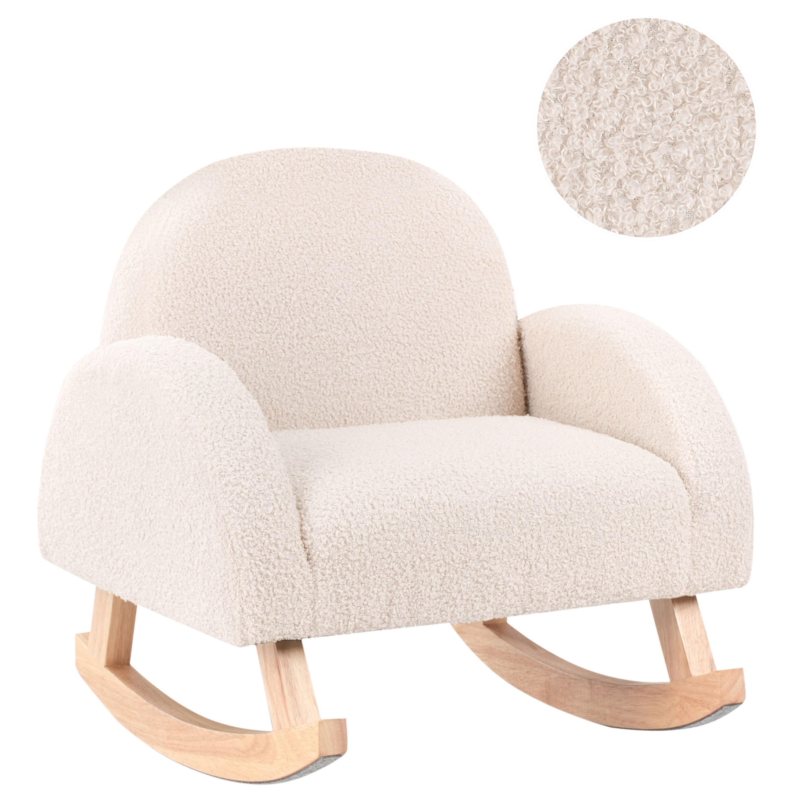 KINDERSCHAUKELSTUHL Bouclé Hellbeige Hug - Beige, Textil (54/53/52cm) - Beliani