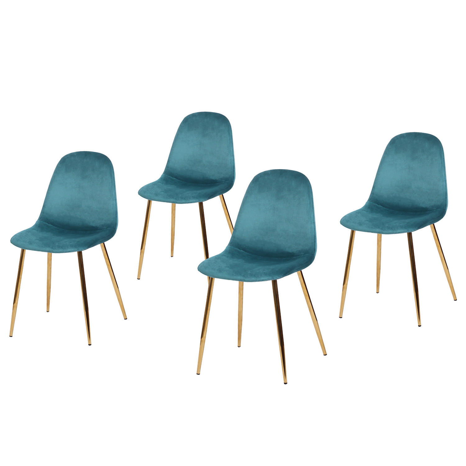 ESSZIMMERSTUHL-SET - Samt - Goldfarben/Petrol, Textil/Metall (45/86/54cm) - home24
