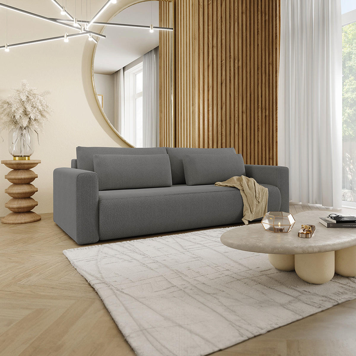 SOFA Evy 3 Sitzplätze Grau - Grau, Holz (238/82/105cm) - Petits-meubles