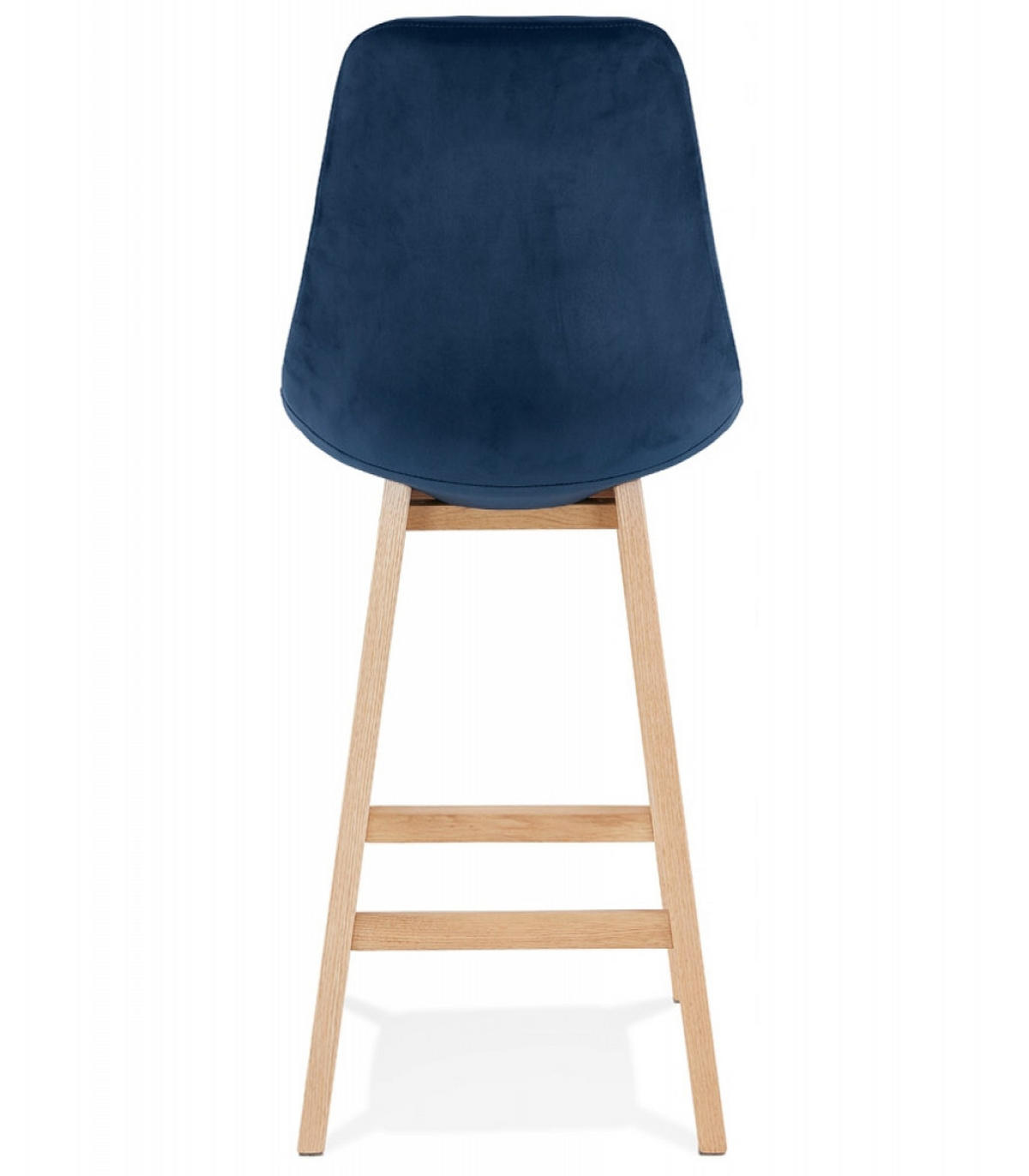 BARHOCKER mittelhoch mit Samt Sitz MORISS, Blau-Beige 48x56x103 cm - Blau/Eichefarben, Eichenholz/Holz (48/103/56cm) - KADIMA DESIGN