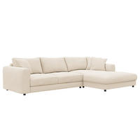 ECKSOFA mit Longchair - Beige/Schwarz, Kunststoff/Textil (286/183cm) - home24