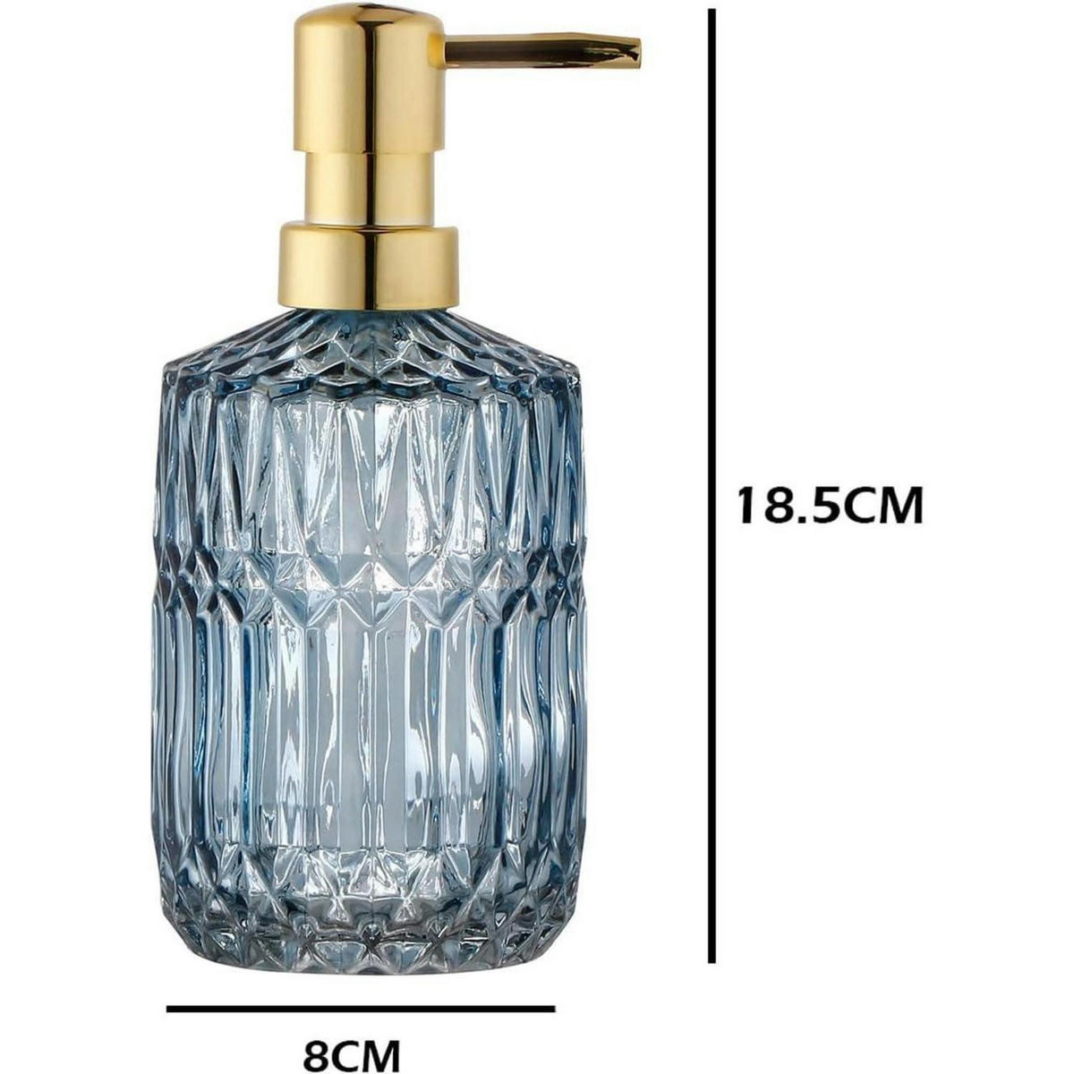 SEIFENSPENDER Glas Blau mit Diamantschliff-Design - Transparent, Glas (8/18.5/8cm)