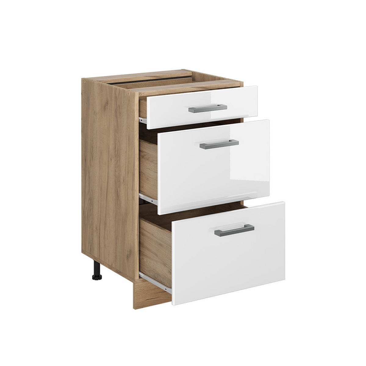 DULAP DE BAZĂ DE BUCĂTĂRIE R-Line, Alb lucios ridicat/Stejar auriu, 50 cm стільниця Антрацит - stejar miere/alb lucios, compozit lemnos (50/81.6/60cm) - Vicco