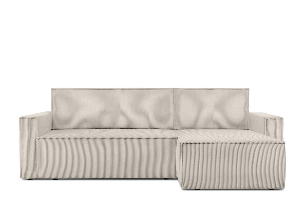 ECKSOFA-LINKS/RECHTS NAPI Schlaffunktion mit Cordbezug, creme - Creme/Schwarz, Textil (246/148cm) - KONSIMO®