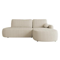 ECKSOFA Loridu O Cord, Seite: Rechts - Schwarz/Naturfarben, Holz/Kunststoff (274/174cm) - MIRJAN24