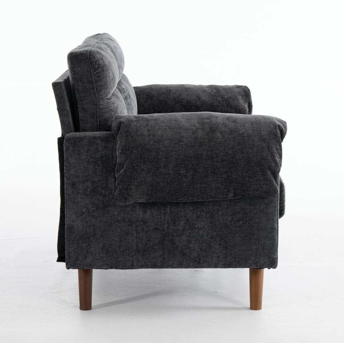 SOFA 2-Sitzer Chenille Schwarz - Schwarz, Holzwerkstoff (70/85/124cm) - Meubliv
