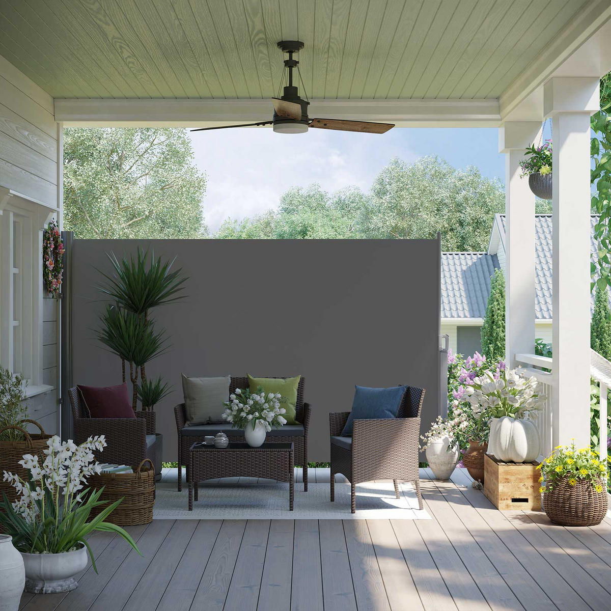 SEITENMARKISE - Hellgrau, Textil (180/10cm) - Hansiro