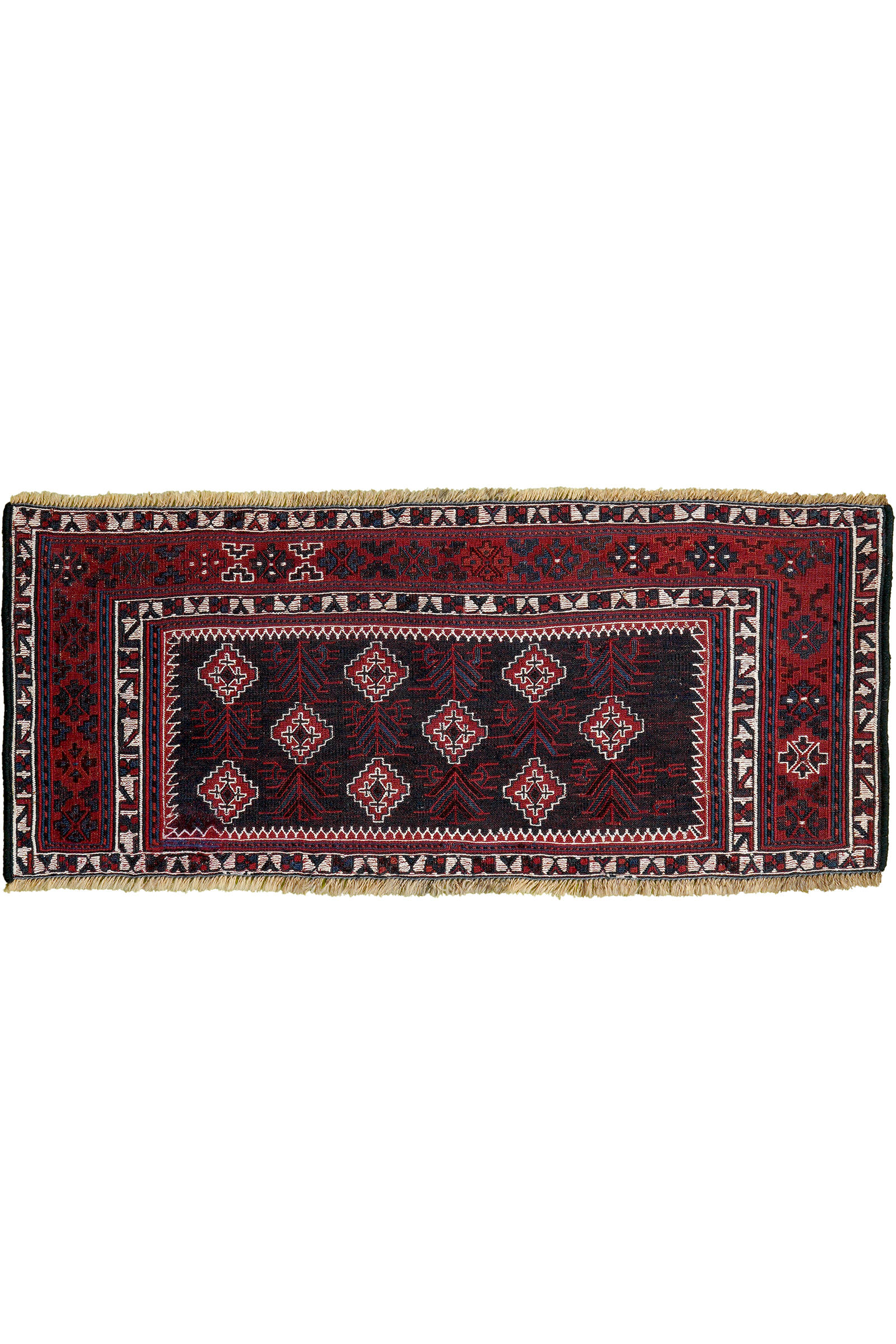 HANDWEBTEPPICH Sumak Sirdjan Blau 45/106 cm Schurwolle - Blau, Textil (106/45cm) - Looma