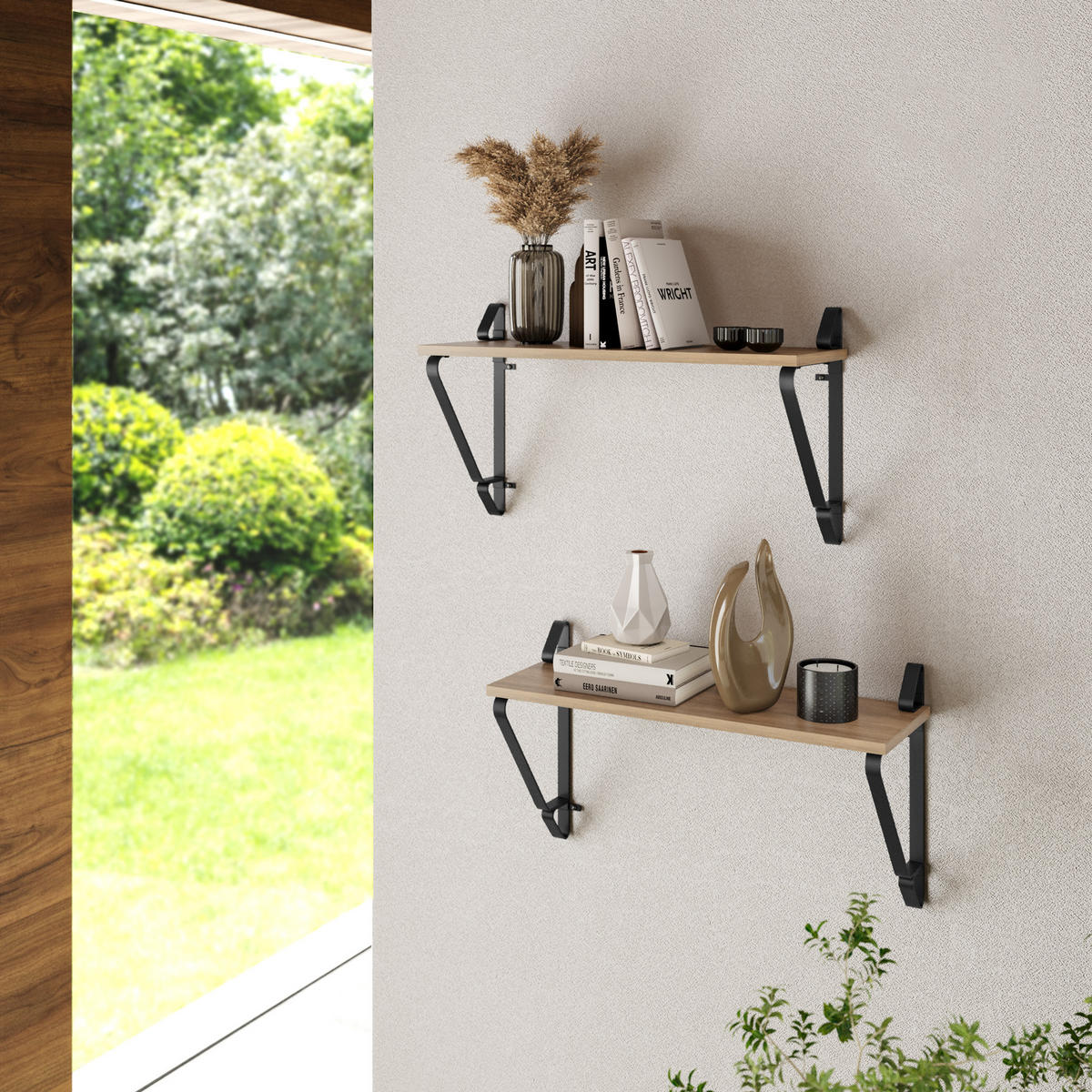 WANDREGAL 2er Set Irvine,60 x 20 x 33,5 cm, Industrial Holz hell, Eiche Sonoma - Naturfarben, Holzwerkstoff (20/33.5/60cm) - tectake