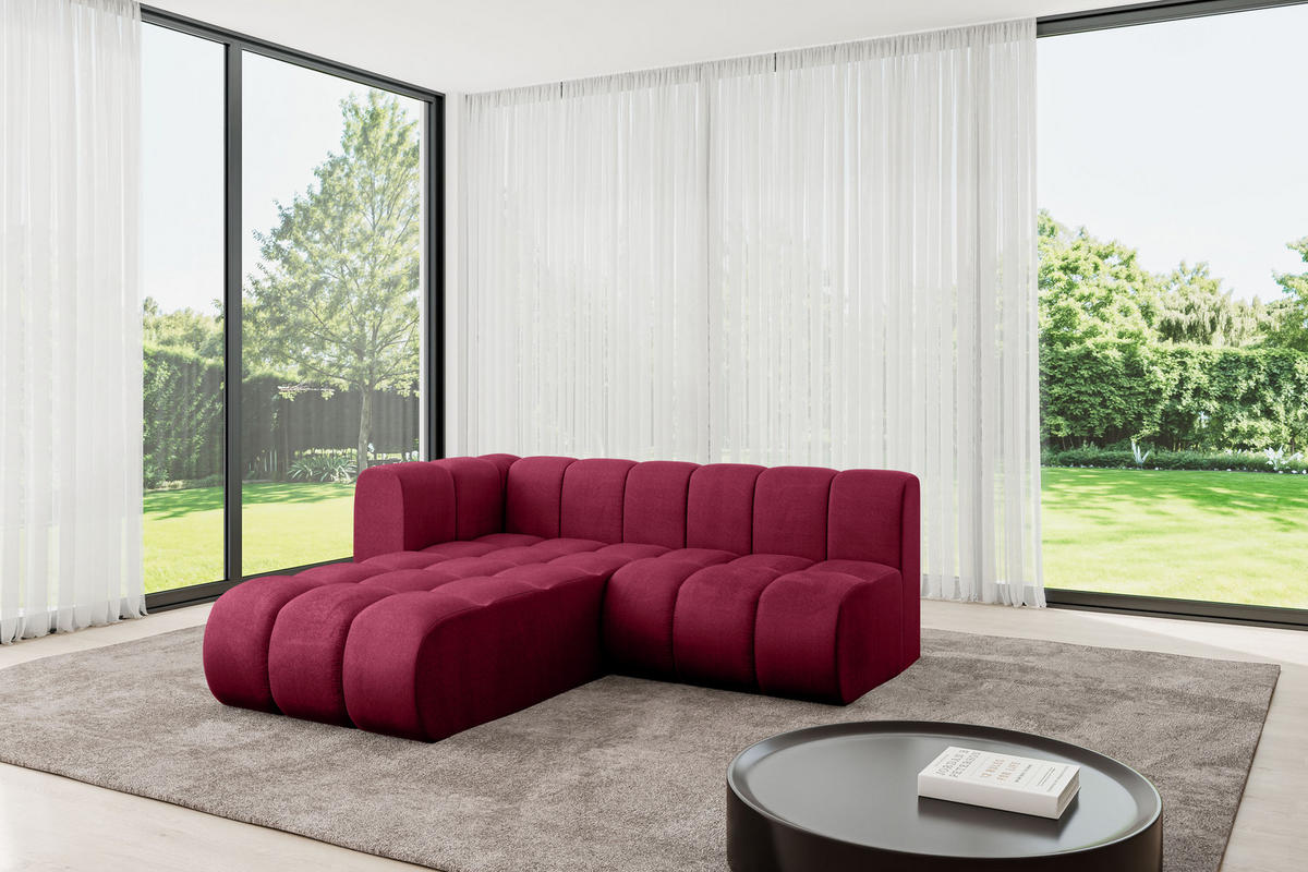 ECKSOFA modulares Sofa Darnel-L1 - 205x177x70 cm Bordeauxrot - Bordeaux, Holzwerkstoff/Textil (205/177cm) - ALTDECOR