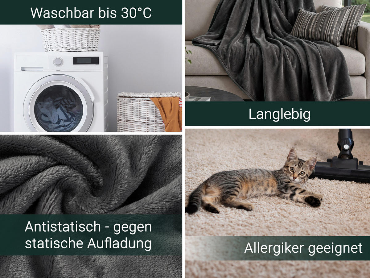 KUSCHELDECKE, 150x200 cm, 100% Polyester, Grau - Anthrazit, Textil (150/200cm) - Zollner