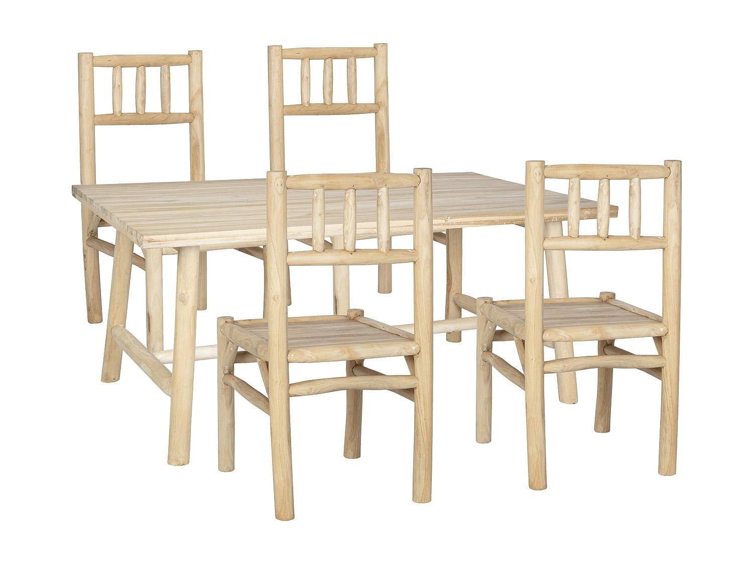 GARTENESSGRUPPE im Set - 4 Personen - Holz, Platte - Naturfarben Hell - - Naturfarben, Holz - Vente-Unique